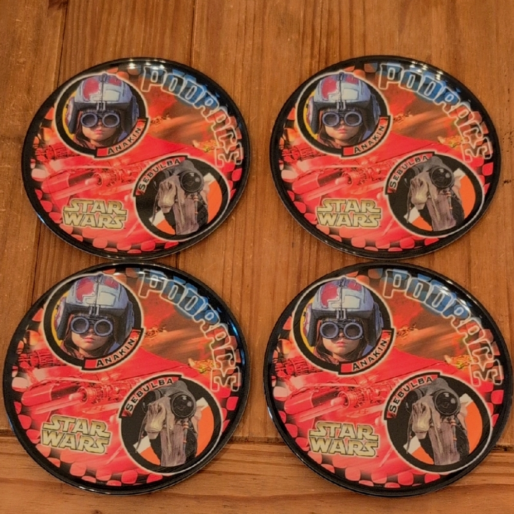 Set Of 4 Star Wars Episode 1 Anakin Podrace Collectible 7" Plates Circa 2000